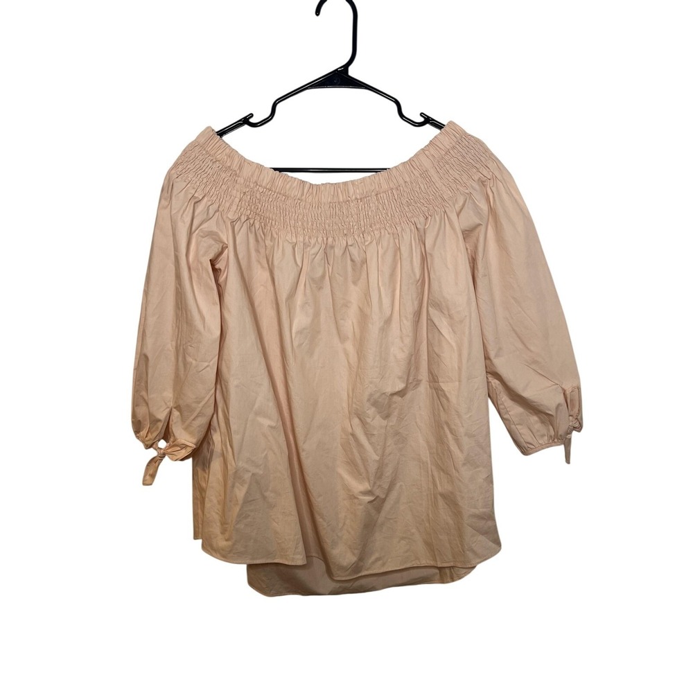 Pomander Place Shirt Womens Medium Pink Off Shoulder Smocked Peasant Top Blouse